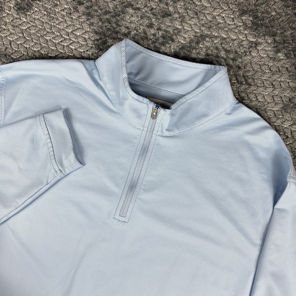 Peter Millar Men Quarter Zip 1/4 Stretch Performance Golf Zip Up Powder Blue XLT